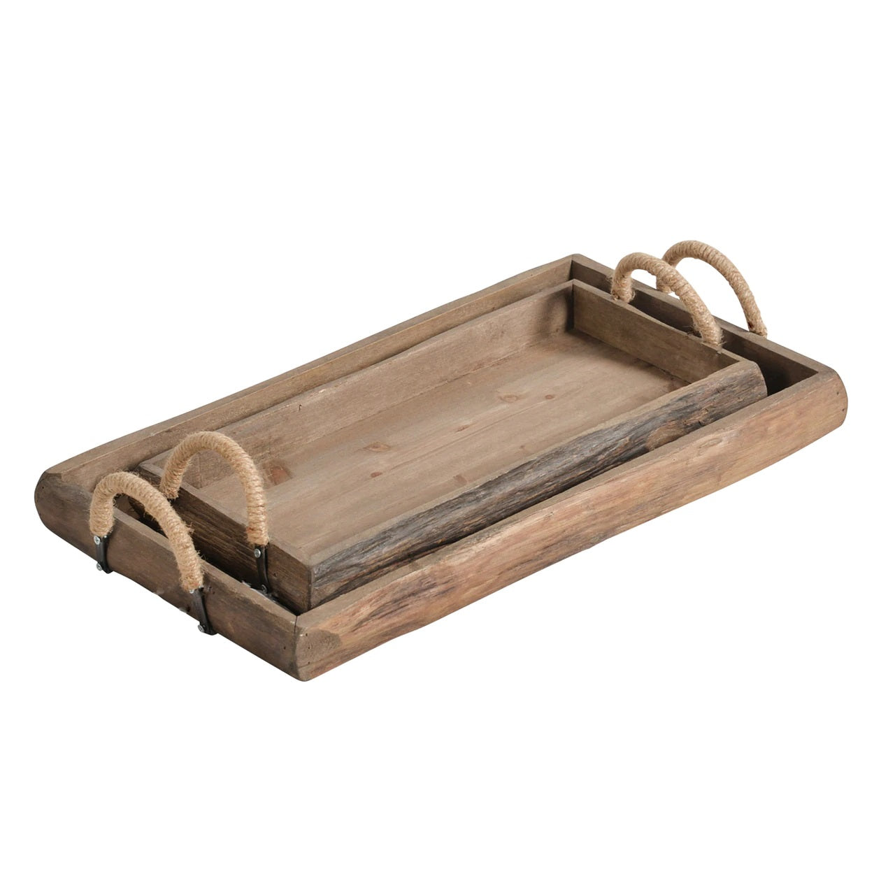 Wood Tray with Rope Handles